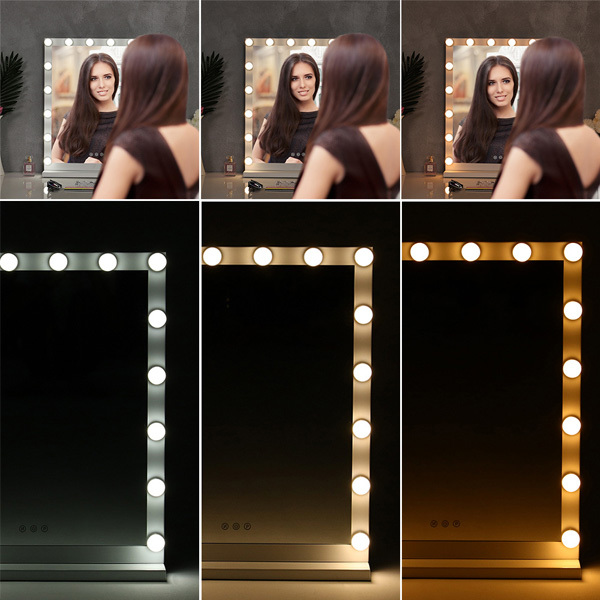 Espejo de tocador Hollywood de Livingandhome con 3 modos de iluminación