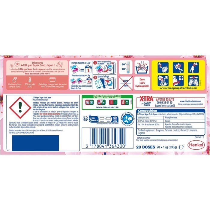 Capsule per bucato - Super Cross di X•Tra - Trio-Caps - Giappone - Fiori di ciliegio e tè verde