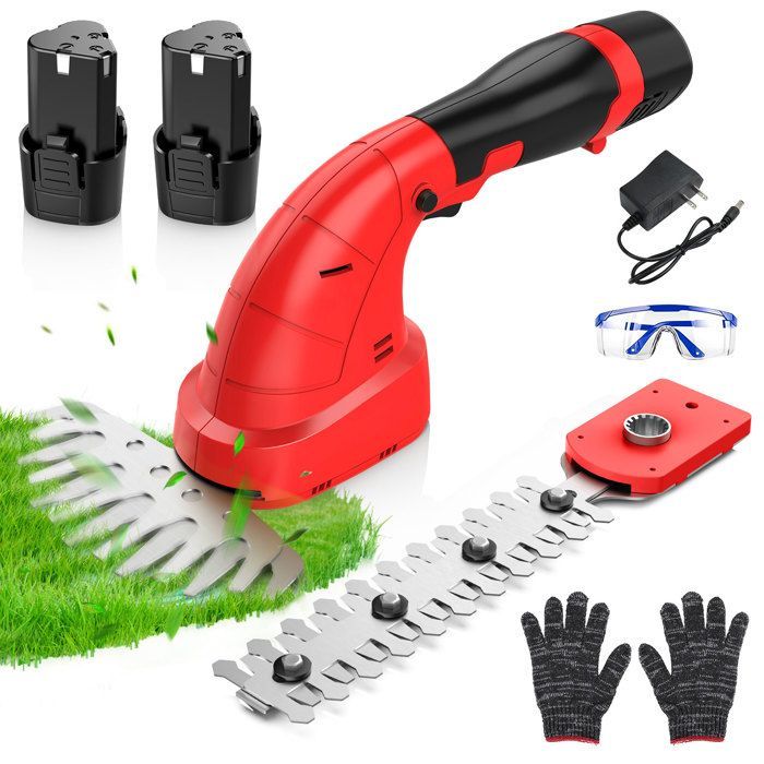 Cortasetos eléctrico - TANBABY - 12V - 350W - 2 en 1 - Cuchillas de 20cm/12cm