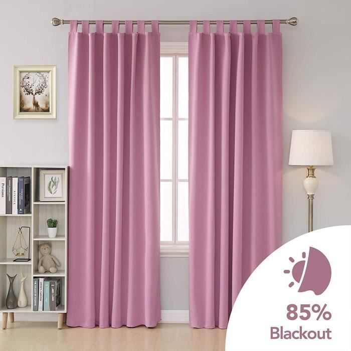 Deconovo Set van 2 verduisteringsgordijnen met ringen voor woonkamer, kinderkamer, 260 x 140 cm (hoogte x breedte) roze