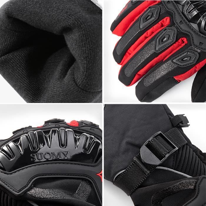Guanti da moto impermeabili, antivento, caldi e compatibili con touchscreen, per donna e uomo. Guanti invernali da moto per sport all'aria aperta - Rossi