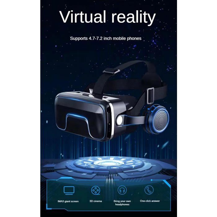 Virtual Reality Headset, Virtual Reality Glasses with Headphones, Universal Virtual Reality Glasses for Smartphones
