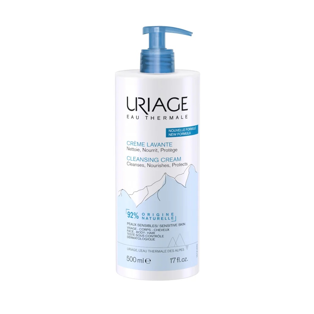 Crema limpiadora y nutritiva URIAGE para rostro, cuerpo y cabello, 500 ml, para todo tipo de piel.