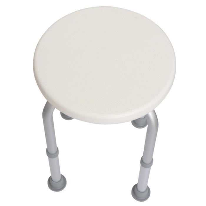 1pc tabouret de bain réglable chaise en alliage d'aluminium de douche rond pour personnes âgées (blanc)