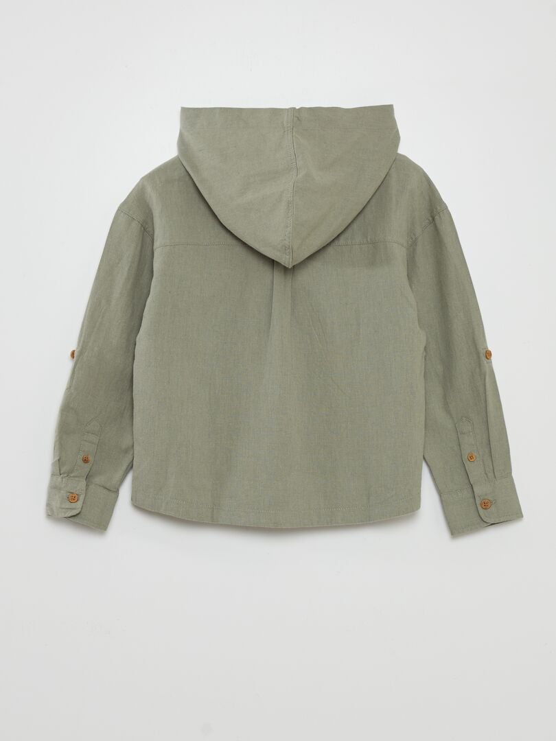 Camisa de lino y algodón - VERDE