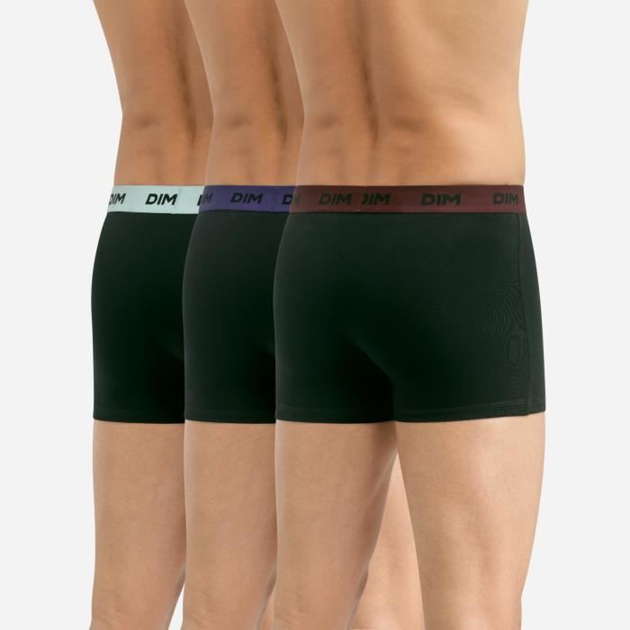Calzoncillos bóxer para hombre - DIM - Surtido de colores - Paquete de 3 - Cintura de color - Algodón elástico transpirable
