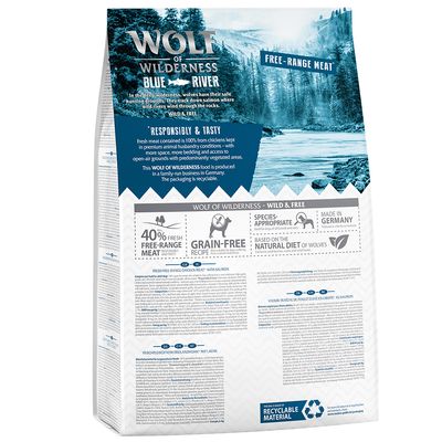 Wolf of Wilderness Adult „Blue River“ – Freilandhuhn & Lachs