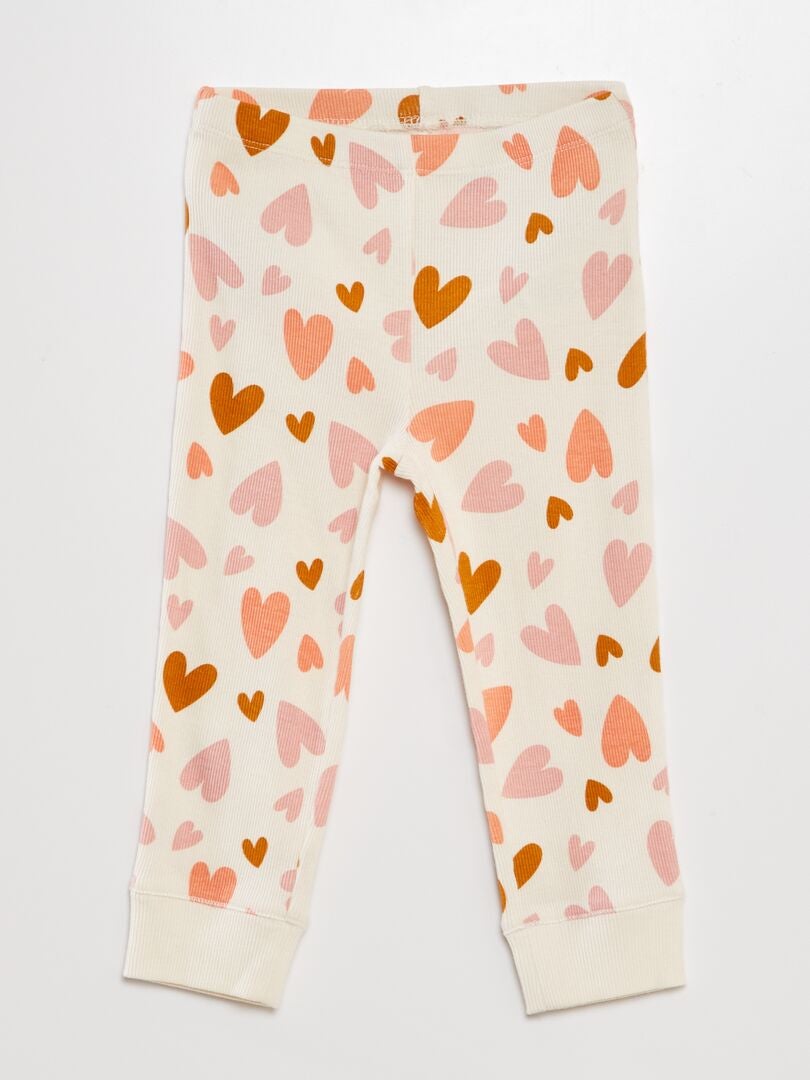 Geribbelde pyjamaset - 2-delig - BEIGE
