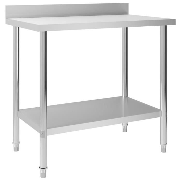Mesa de trabajo de cocina vidaXL con protector contra salpicaduras, 100x60x93 cm, acero inoxidable, 51189