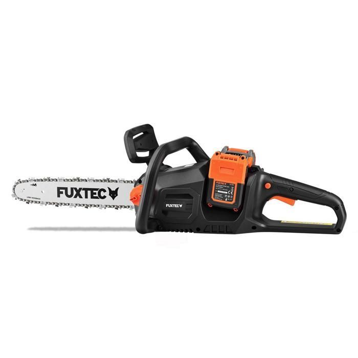 Motosierra inalámbrica FUXTEC FX-E2KSSET de 2 x 20 V - Longitud de corte de 35 cm, baterías y cargador doble.