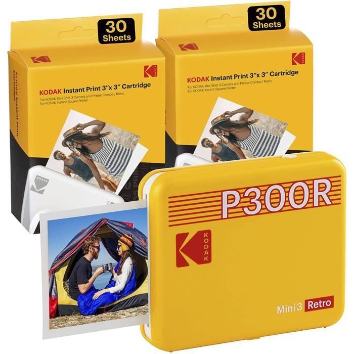 Kodak Mini 3 Retro Yellow, Imprimante Photo Portable, Impression Rapide, Photos HD, 54 x 86 mmn Bluetooth, Compatible iOS et Android