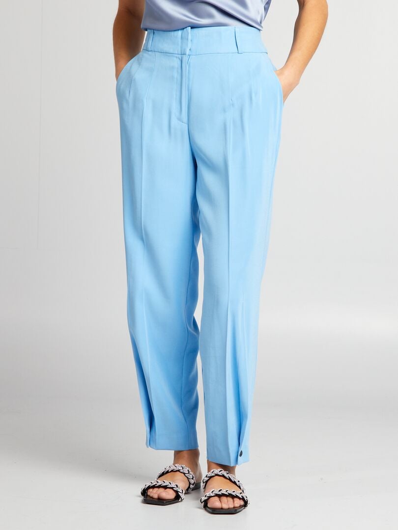 Rechte broek met hoge taille - BLAUW