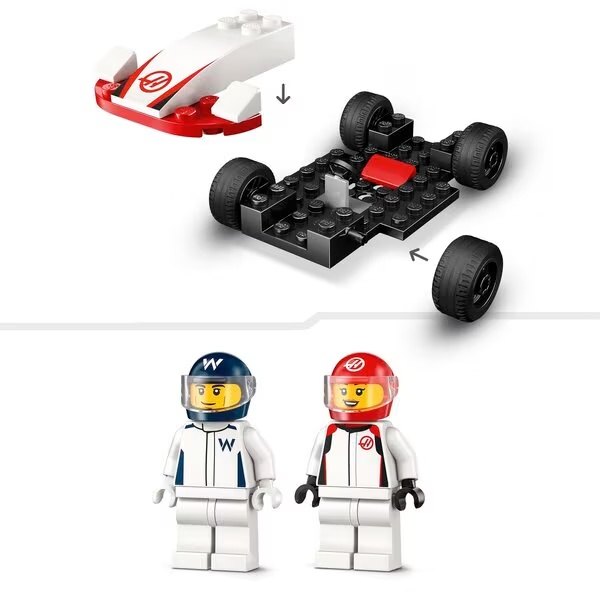 LEGO City 60464 F1 Williams Racing un Haas F1 sacīkšu automašīnas