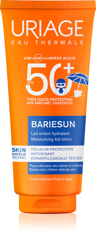 Loção hidratante infantil Uriage Bariésun com proteção solar FPS 50+