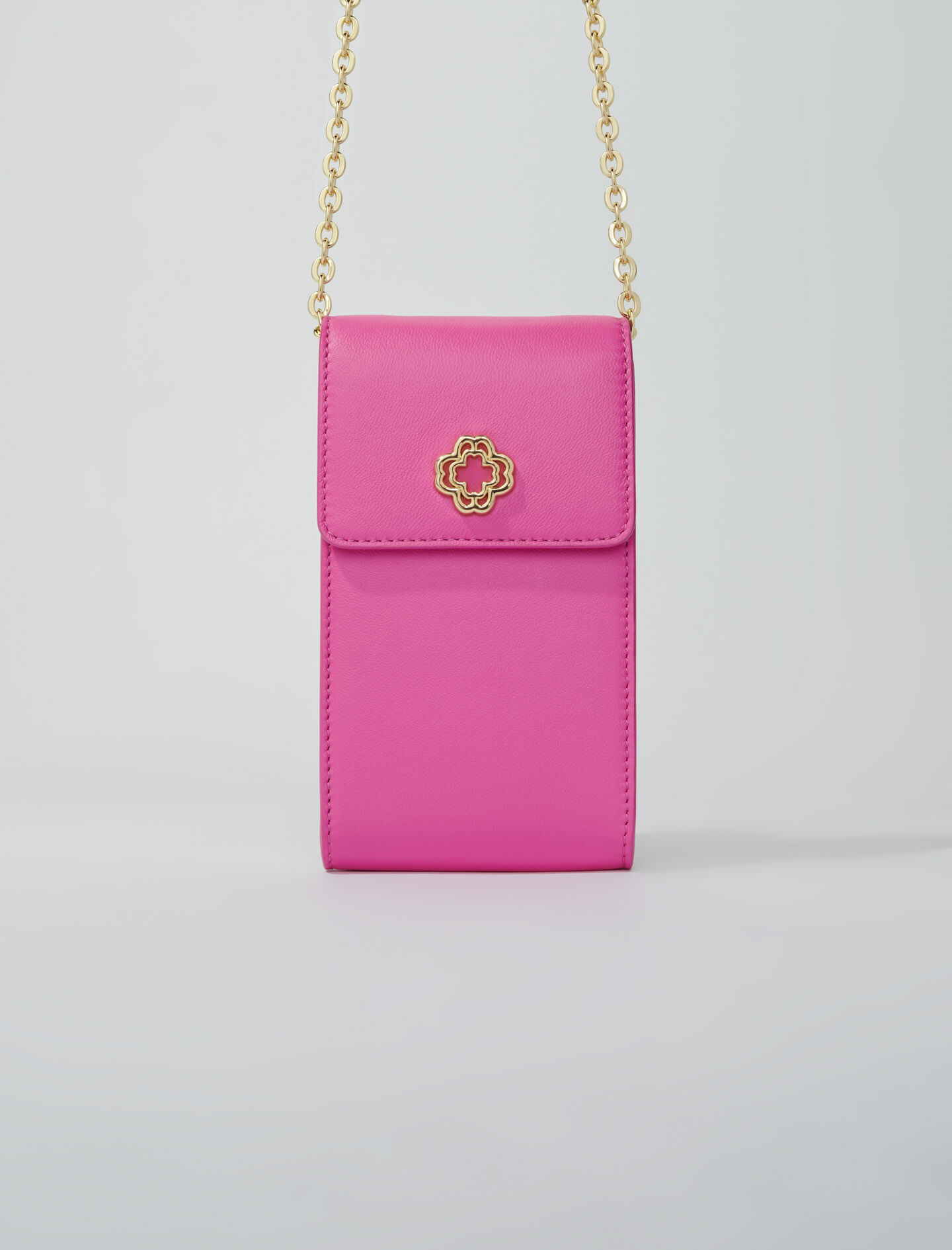 Geantă telefon din piele - Roz fucsia