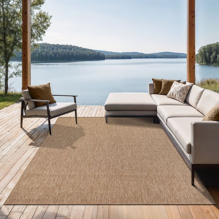 Mistra-Teppich – robuster, moderner, wetter- und UV-beständiger Outdoor-Teppich, Natur, 80 x 200 cm (1)