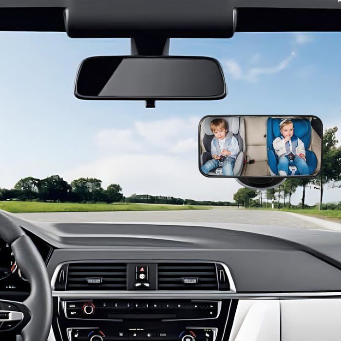 Espejo retrovisor para asiento trasero de bebé - FEBEST - Espejo giratorio 360° - Ventosa y clips de resorte