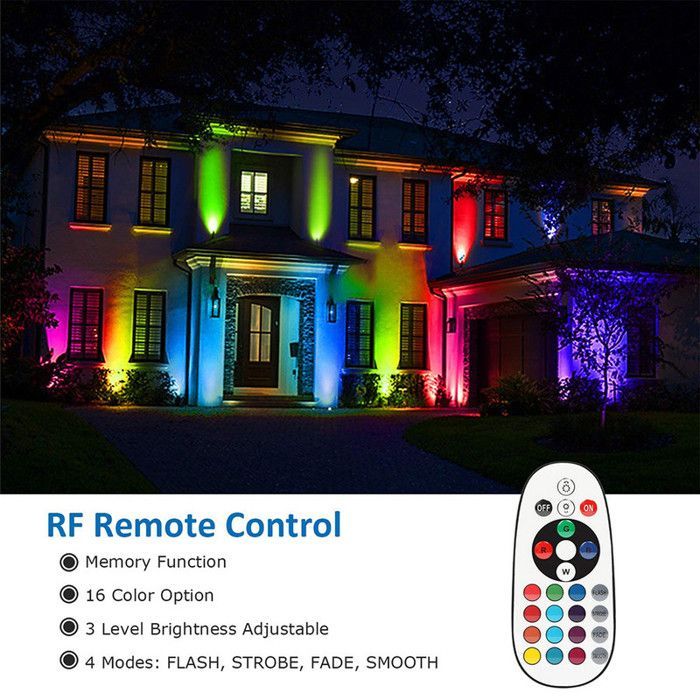 RGB LED-tuinspot met grondpen, 6W IP65 waterdicht, inclusief afstandsbediening voor gazon - Set van 2