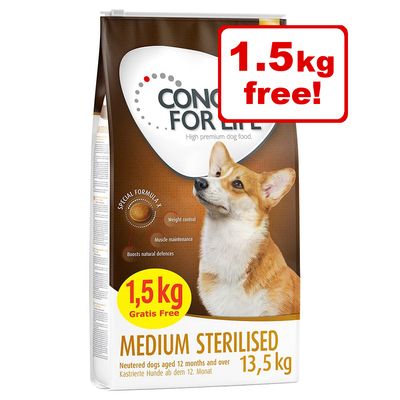 13,5 kg Concept for Life tørfoder til hunde - bonuspose - 12 kg + 1,5 kg ekstra gratis!*