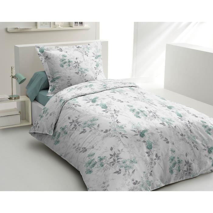 HOME LINGE PASSION POMPADOUR 140x200 cm dynebetrækssæt: Dynebetræk + 1 pudebetræk - 100% bomuld 57 tråde - Grøn