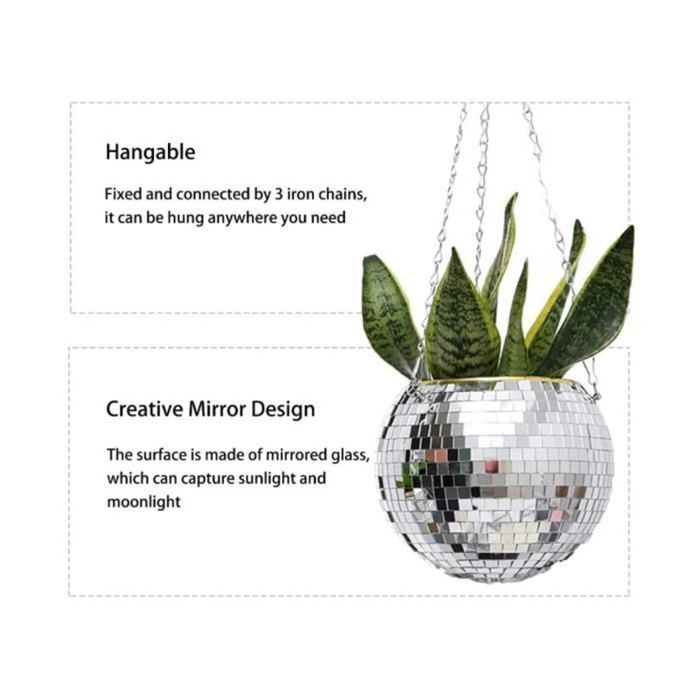 15cm Disco Ball Flower Pot, Hanging Disco Ball Planter with Chain