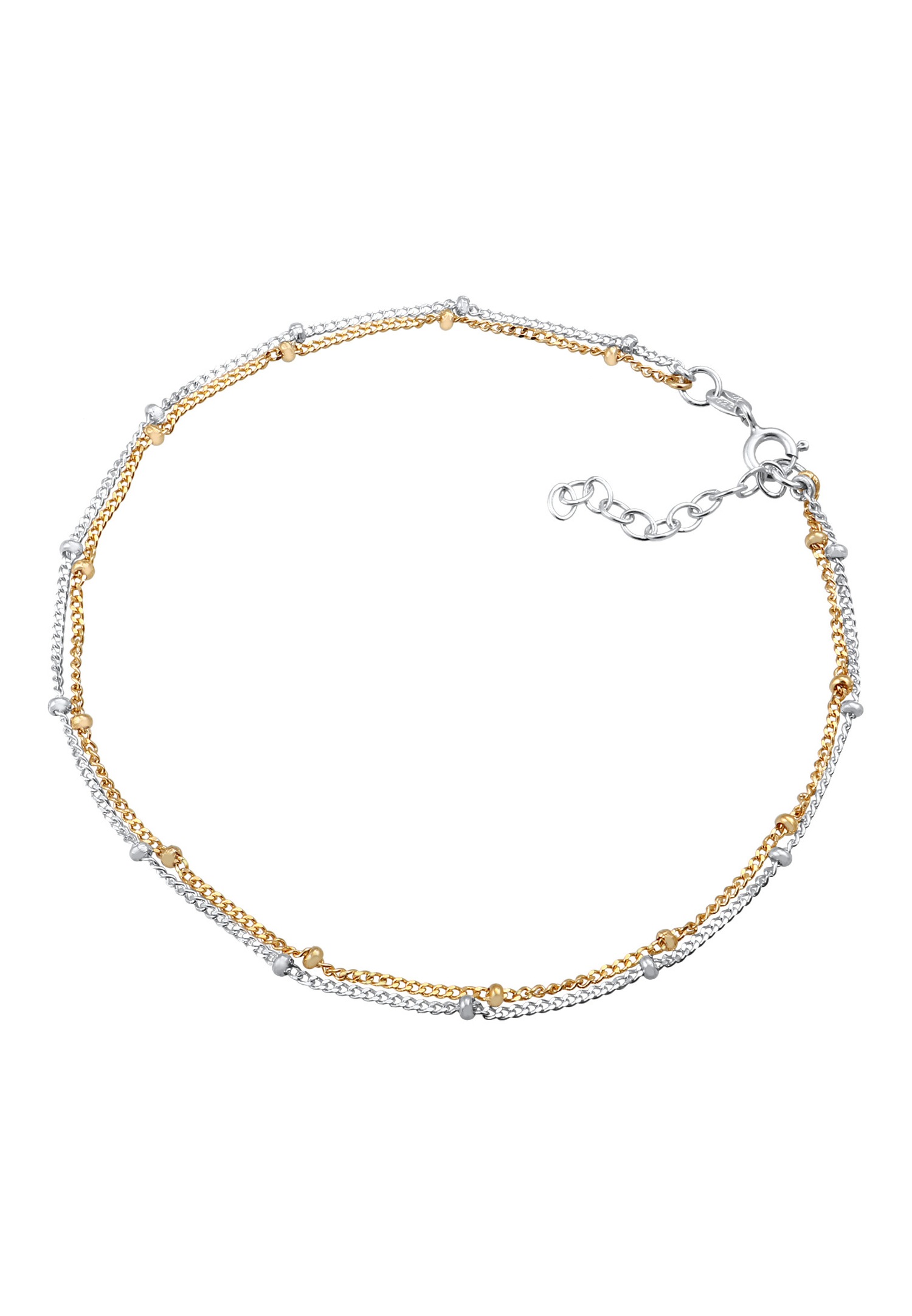 Elli Chaîne boule pour femme bicolore Summer Beach Basic Minimal en argent sterling 925 plaqué or