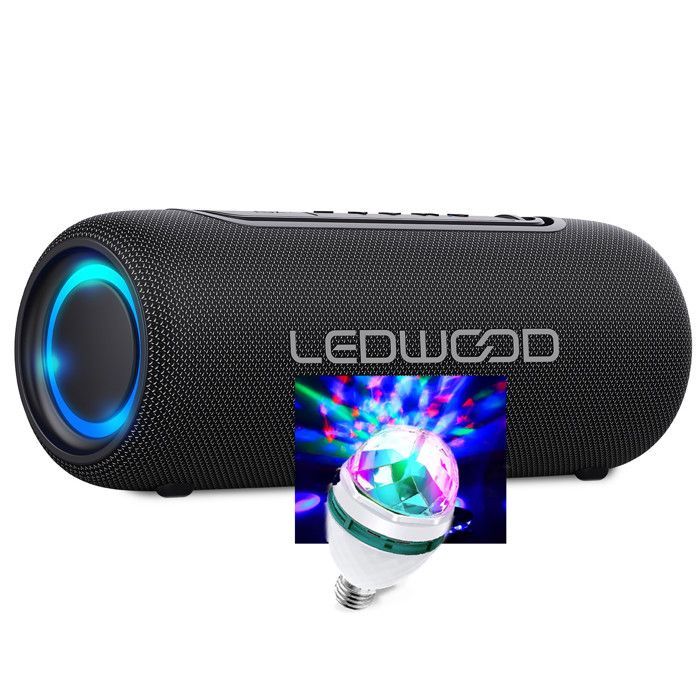 100W Ledwood XS100 Autonomous Hifi Speaker, LED Bulb, Buetooth USB, TWS, IPX5, Voice Assistant, 10W RMS, 2000mAh Battery