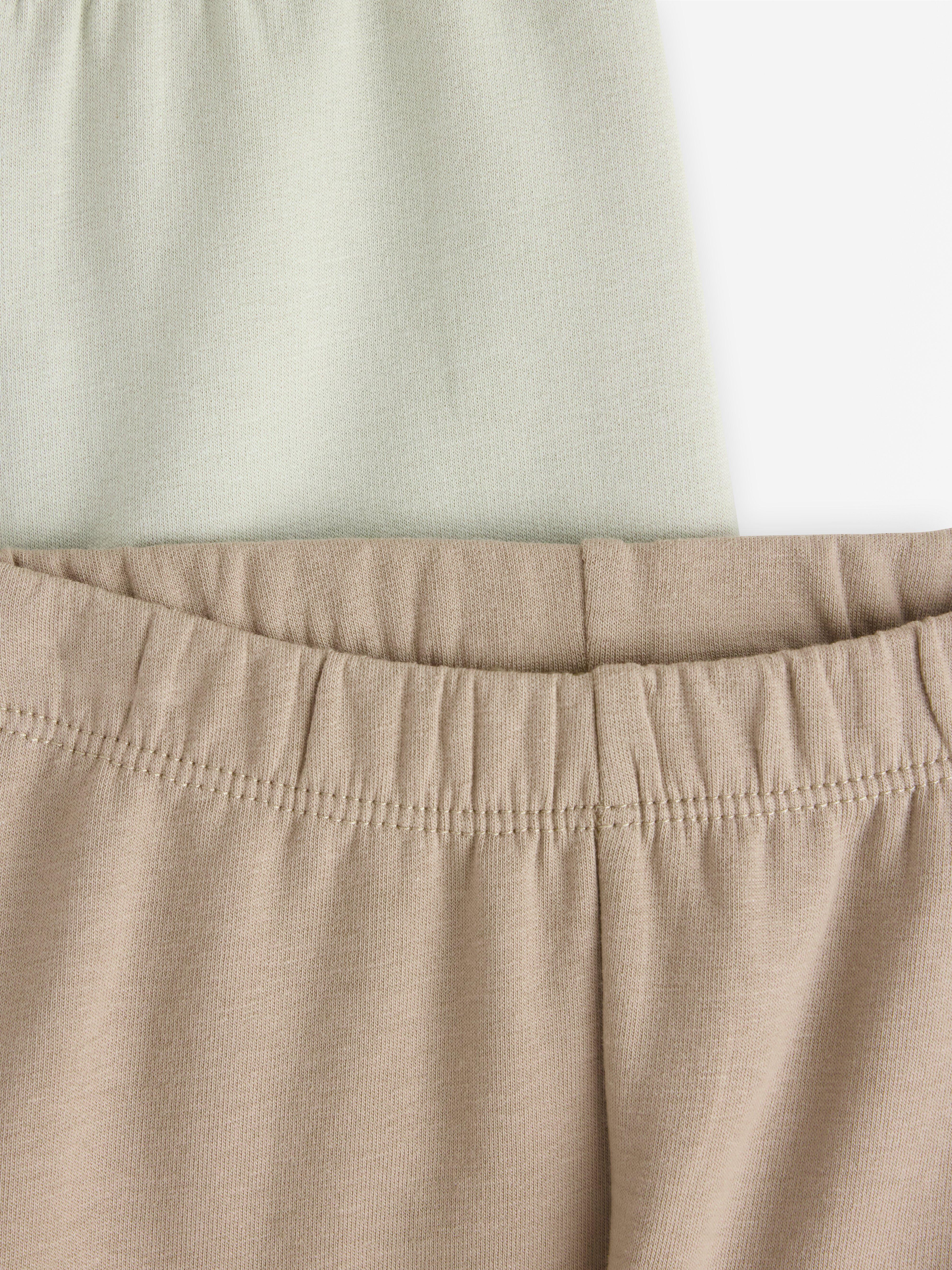 Conjunto de 2 leggings com interior escovado, verde claro acinzentado.