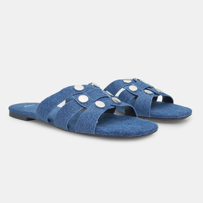 Platta mules i denim för kvinnor