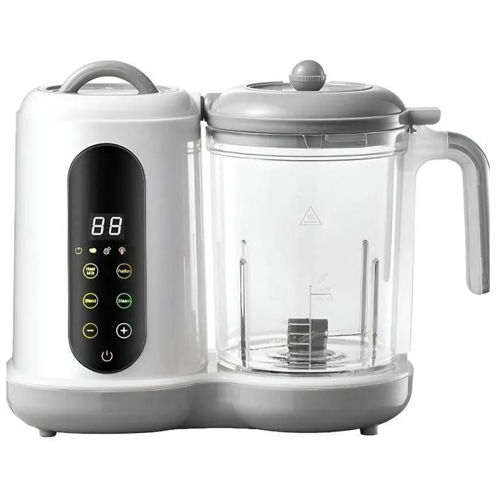 Mixeur Bébé Multifonction 4 en 1 Cuiseur Vapeur, Hachoir, Minuterie, 400ml Robot Cuisine Aliments Bébé Accessoire Repas Gris