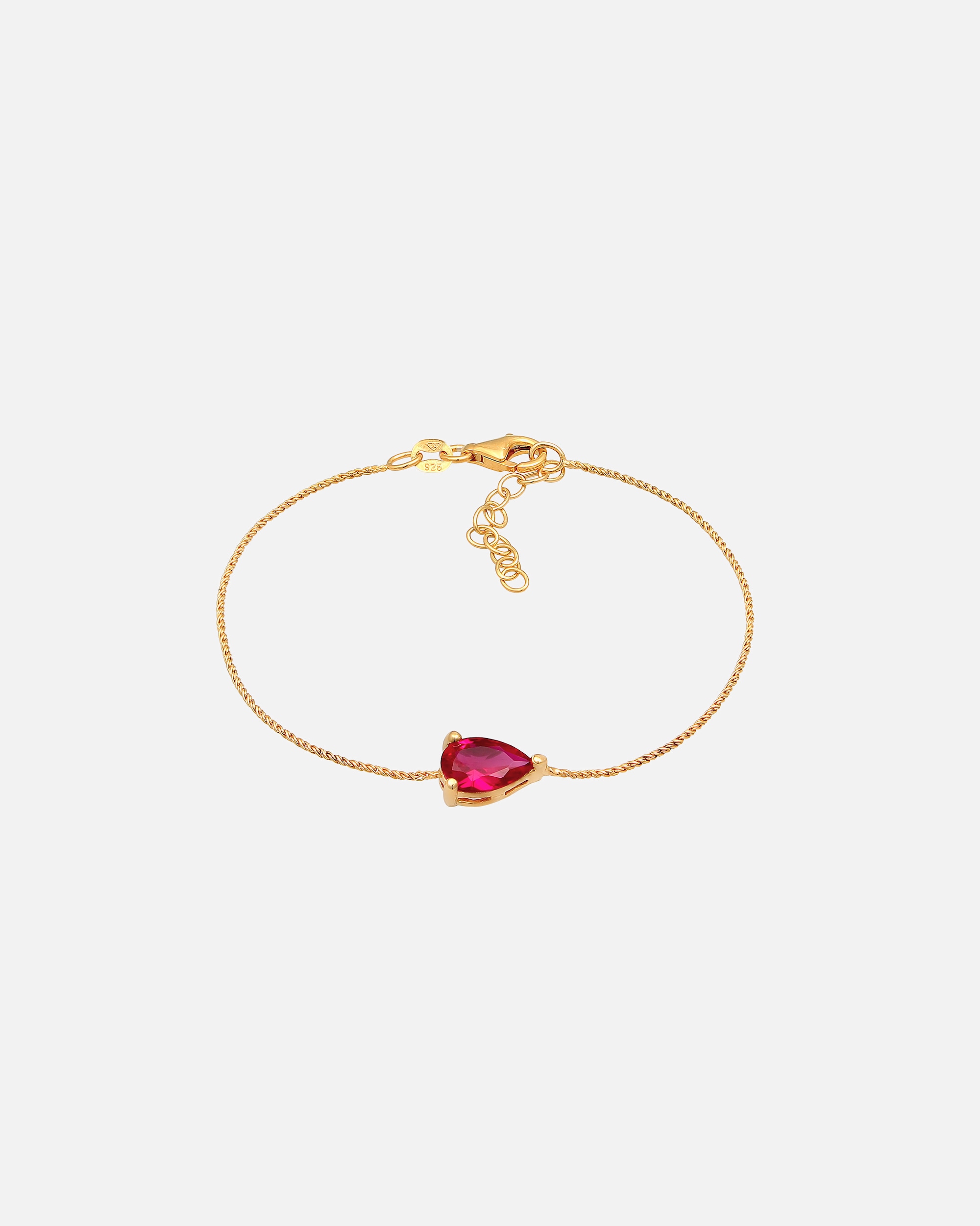 Elli Femmes pendentif goutte avec rubis synthétique rouge en argent sterling 925 plaqué or