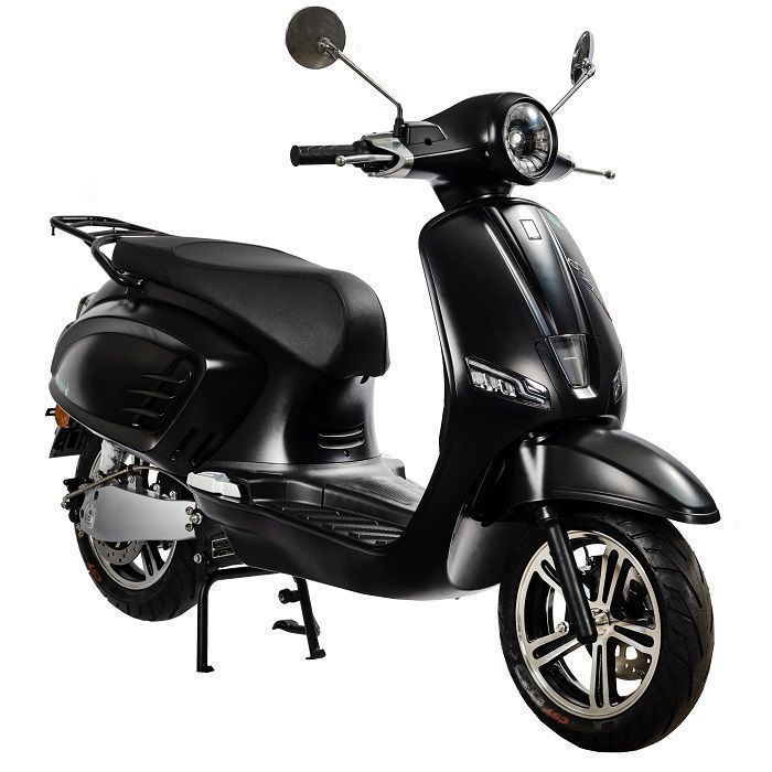 EUROCKA | Viscot Black elektrische scooter 125cc met verwijderbare 72V50Ah lithiumbatterij en een actieradius van 120 km