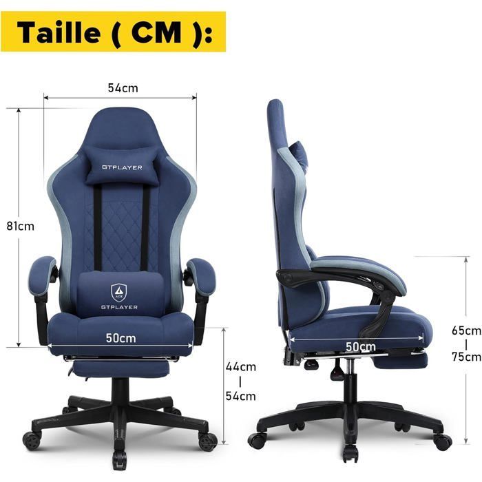 Sedia da gaming ergonomica, sedia da ufficio professionale con braccioli regolabili in altezza e inclinazione, supporta fino a 150 kg, blu