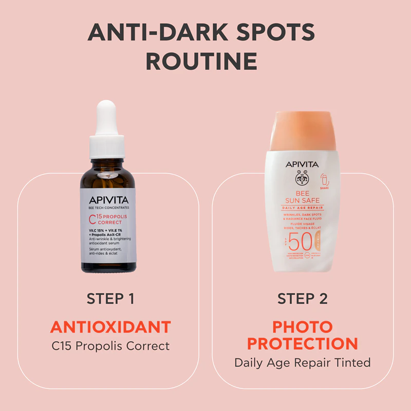 Apivita Bee Sun Safe Daily Age Repair Tinted Fluid SPF50 tonujący krem ochronny SPF 50