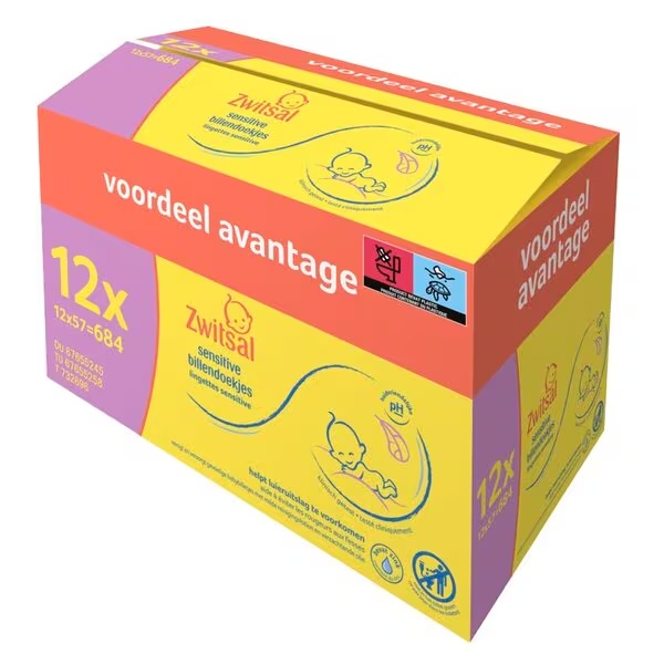 Zwitsal Sensitive Baby robčki<br>12 x 57 kosov