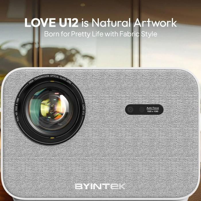 BAZARLAND30.BYINTEK LOVE U12 - Full HD 1080P Projector, 4K Audio, met 800 ANSI en WiFi6, Bluetooth 5.2