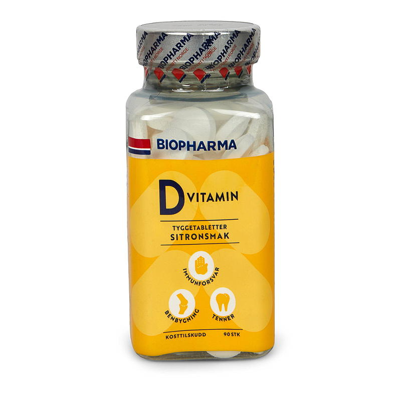 Biopharma vitamina D 90 comprimidos. Limón, comprimidos masticables, Biopharma