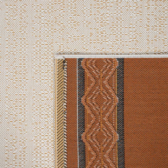 Alfombra de exterior para terraza y balcón, estampado geométrico, moderna, beige [120x170 cm]