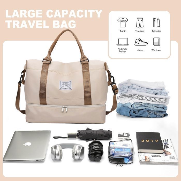 Sac de Sport Pliable avec Compartiment à Chaussures, fourre-Tout pour la Salle de Sport, Les Voyages, Les Sports de Plein air