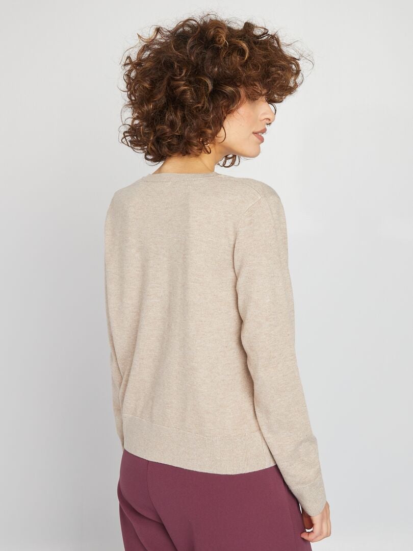 Vest met lange mouwen - BEIGE