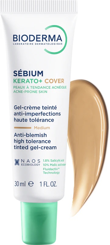 Bioderma Sébium Kerato+ Cover matējošs tonizējošs krēms pret pinnēm pakļautām ādas nepilnībām