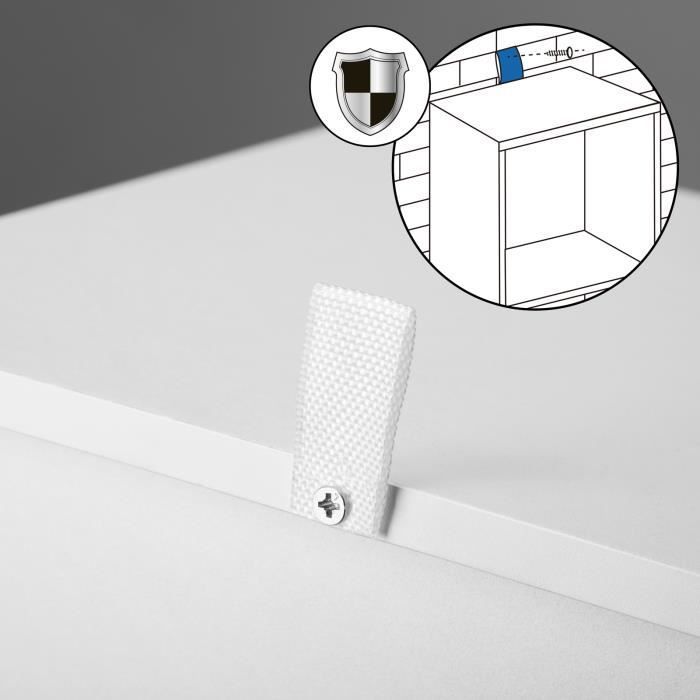 White bookcase shelf, 106 x 30 x 30 cm, with 4 interior compartments.
