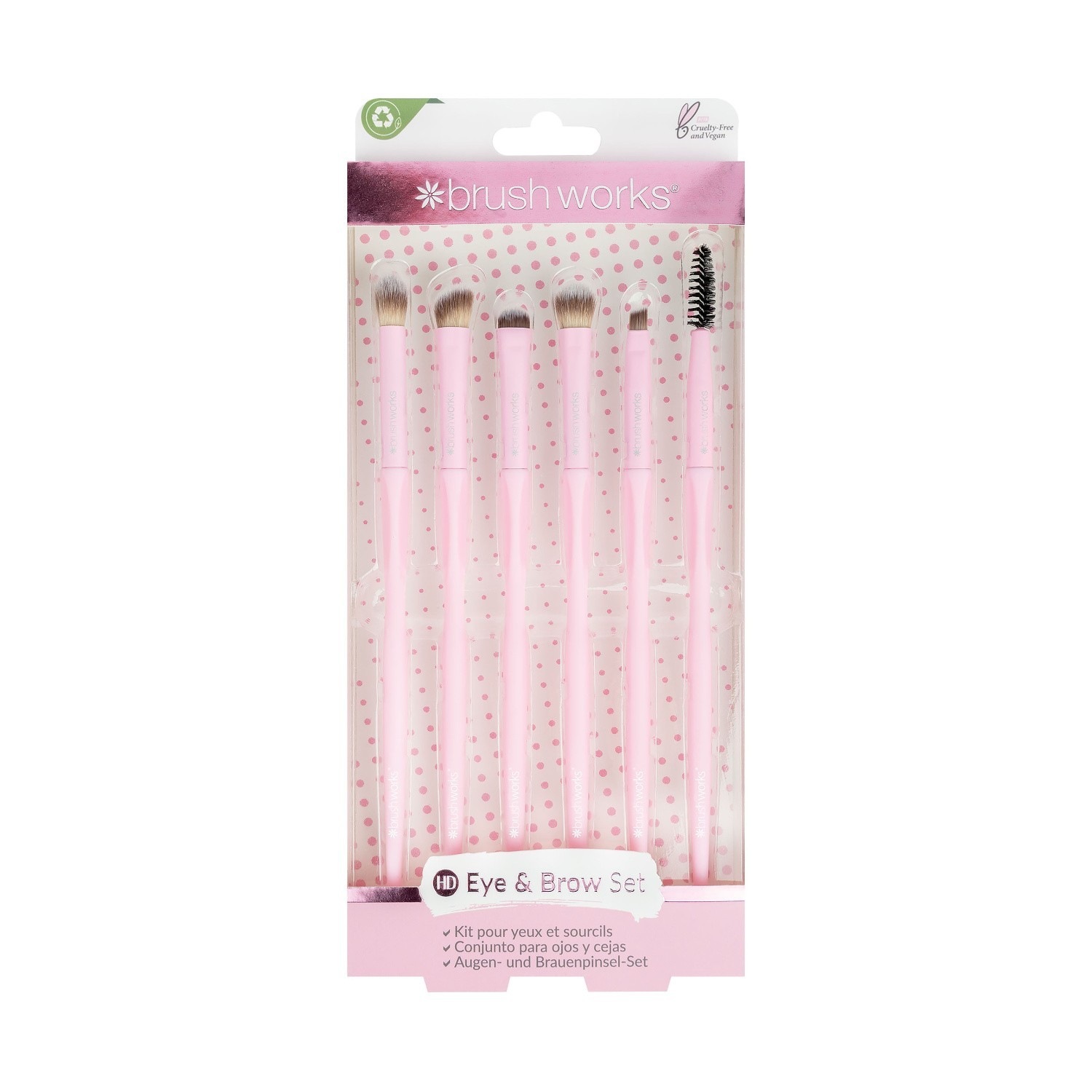 Brushworks Set de maquillage essentiel pour yeux et sourcils HD Rose