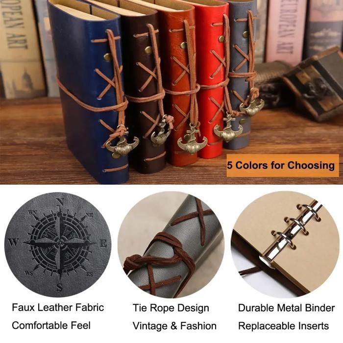 Retro Notebooks & Journals Agenda Binder Sketch Leather Book SOIL COVER 14X10CM REPLACABLE KRAFT PAPER INNEREN SAPE[J24]