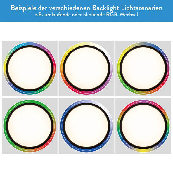 Φωτιστικό οροφής LED CARLO με οπίσθιο φωτισμό RGB, ⌀ 29,3 cm