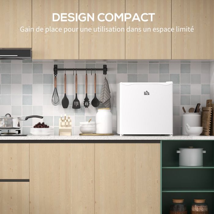 Mini congélateur Température Réglable de -14 à -24°C Compact 35L - étagère Amovible - Porte réversible Classe E Blanc