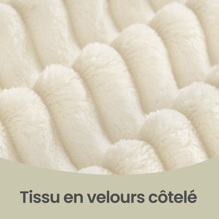 VASAGLE Canapé Fixe d’Angle, Canapé 3 Places Sans Montage, Grande Méridienne Gauche, pour Salon ou Chambre, Blanc