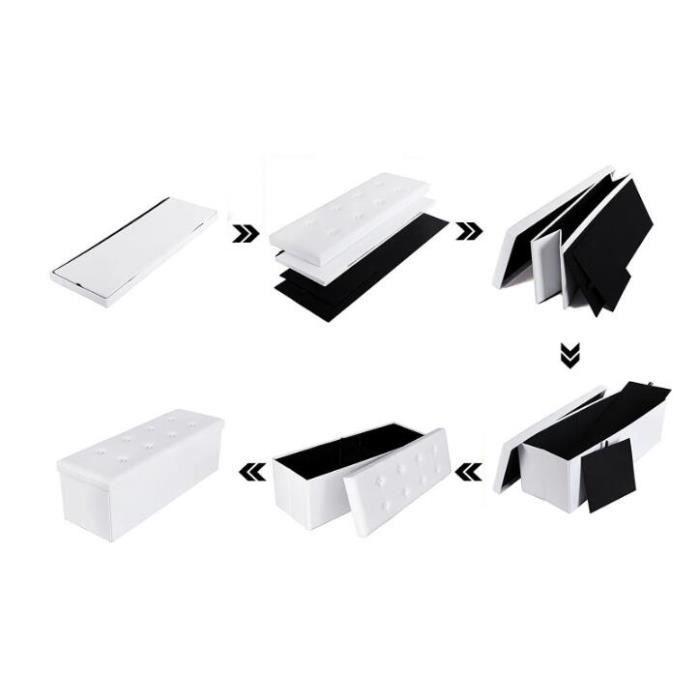 Ottoman sofa with storage compartment - TEENO® - White - Faux leather - 110 x 38 x 38 cm