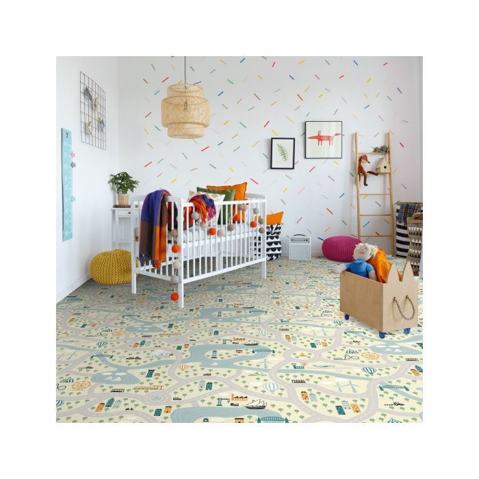 Vinylboden für Kinder – Transparente Autostrecke – 2 m x 2 m Rolle