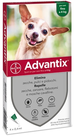ADVANTIX Advantix Spoton 4 pipetas verdes 0,4 kg